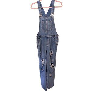 Honey Punch Womens Distressed Denim Overalls Medium Size